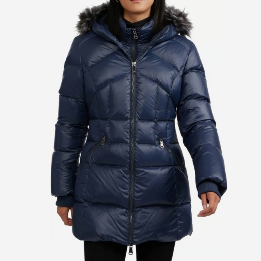 Pajar Size S Women's NEW Small Navy Puffer‎ Ares Winter Coat with Faux Fur Trim